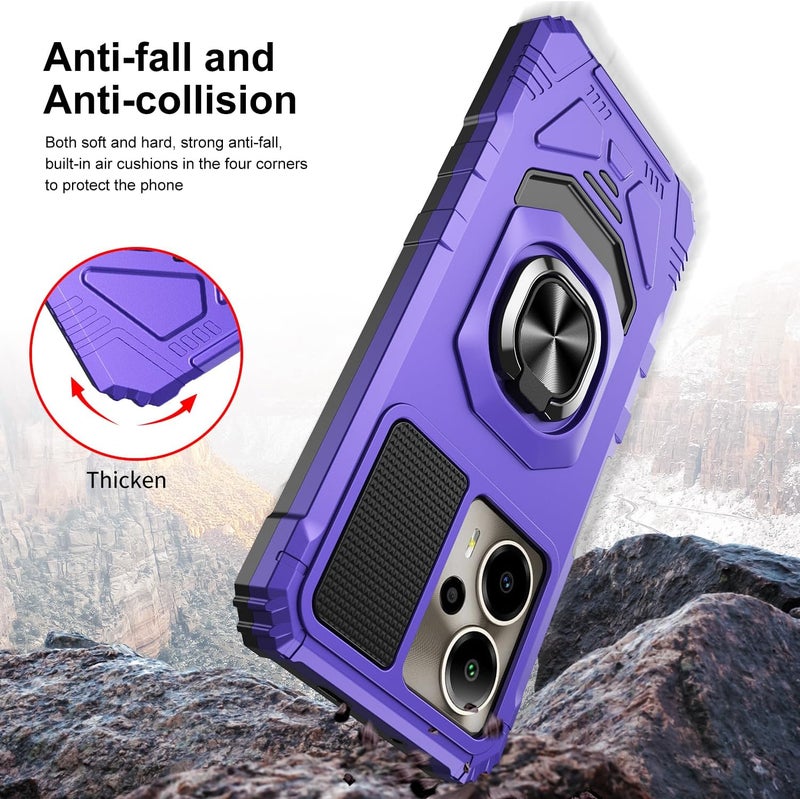 Mocotto for Cricket Outlast 5G 2024 Phone Case AT&T Motivate Pro 5G Case with Tempered Glass Screen Protector,Military Grade Heavy Duty Shockproof Protective Cover,with Ring Kickstand (Purple) - Image 4